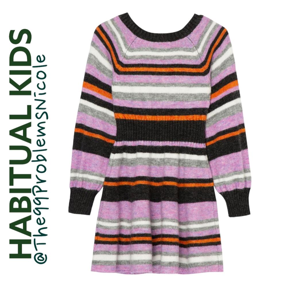 Habitual Girls Striped Fit & Flare Sweater Dress